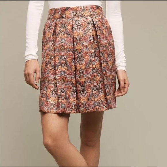 Maeve Rosie Pleated Brocade Skirt, lined, Size L